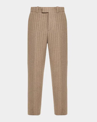 Burberry Men's Pinstripe Wool-blend Trousers In Mink Ip Pattern
