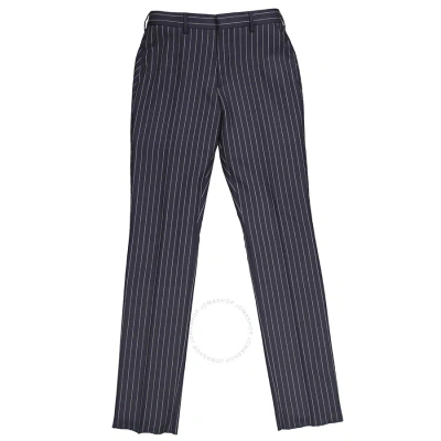 Burberry Men's Pinstriped Tailored Wool Trousers In Blue