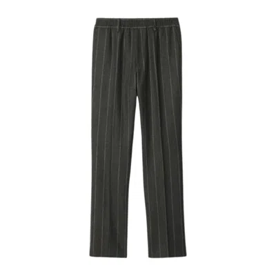 Burberry Men's Pinstriped Wool Tailored Trousers In Black