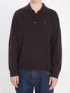 Burberry Equestrian Knight Embroidery Long-sleeve Polo Shirt In Brown