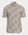 Burberry Short Sleeve Bias Check Slim Fit Shirt In Gray