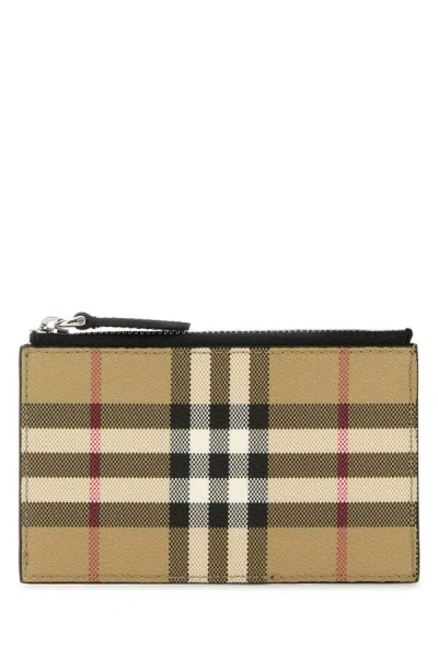 Burberry Men Printed Canvas Card Holder In Multicolor