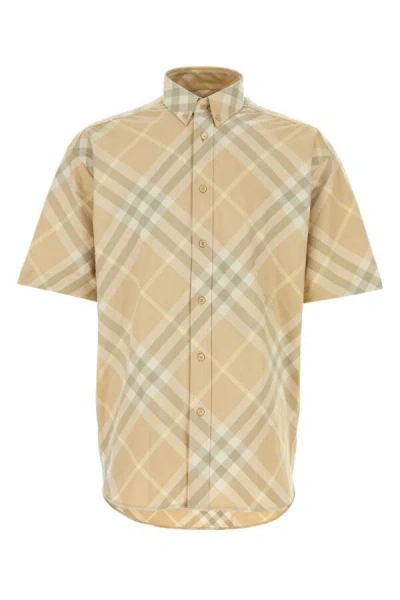 Burberry Men Printed Cotton Shirt In Multicolor