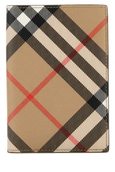 Burberry Men Printed E-canvas Passport Holder In Multicolor