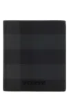 Burberry Leather Cardholder With Printed Check Pattern In Black
