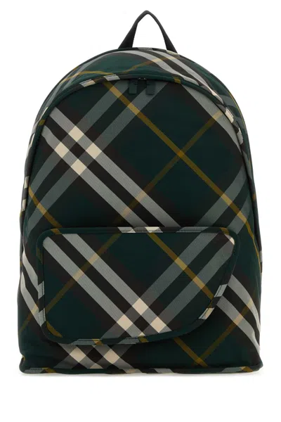 Burberry Men Printed Nylon Shield Backpack In Green