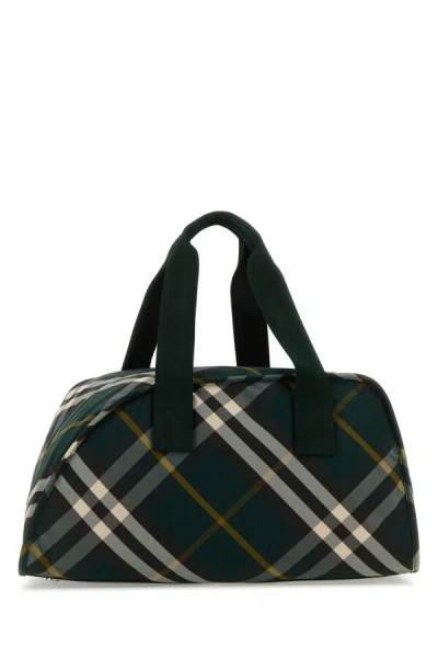 Burberry Men Printed Nylon Shield Travel Bag In Multicolor