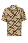Burberry Short-sleeved Check Pattern Shirt With Button-down Collar In Multicolor