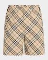Burberry Drawstring Waistband Check Shorts With Embroidered Detail In Alabaster Ip Check
