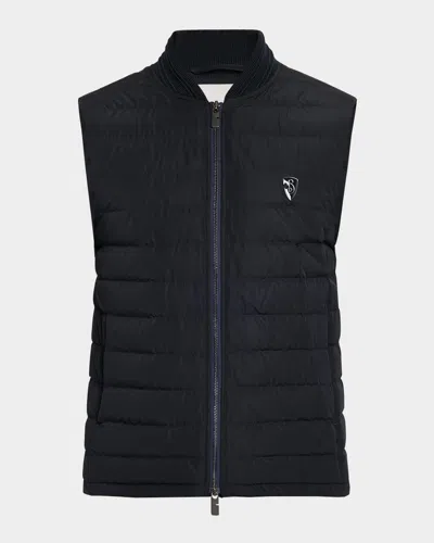 Burberry Men's Quilted Down Vest In Indigo