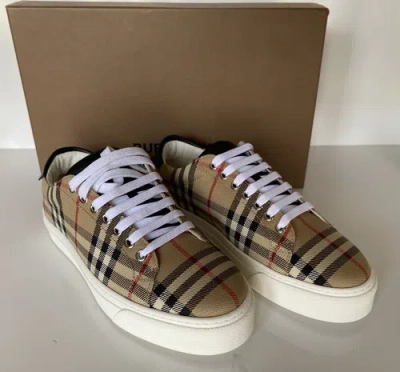 Pre-owned Burberry Men's Rangleton Check Beige Low Top Sneakers 6 Us (39 Eu) 8038185