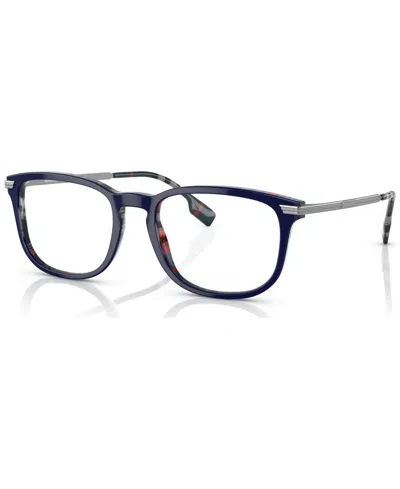 Burberry Men's Rectangle Eyeglasses, Be236954-o In Top Blue On Navy Check