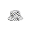 Burberry Checkered Cotton Blend Bucket Hat With Embroidered Detail In Nude & Neutrals