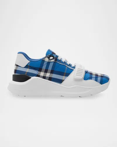 BURBERRY MEN'S REGIS GRIP-STRAP CHECK FASHION SNEAKERS