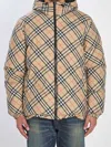 Burberry Men Reversible Check Puffer Jacket In Brown