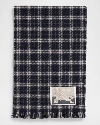 Burberry Men's Reversible Check To Prince Of Wales Tweed Scarf In Black
