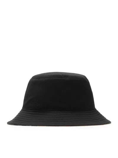 Burberry Men Reversible Cotton Blend Bucket Hat In Gray