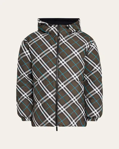 BURBERRY MEN'S REVERSIBLE EKD CHECK PUFFER JACKET