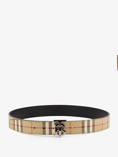 Burberry Men Reversible Leather Belt In Brown