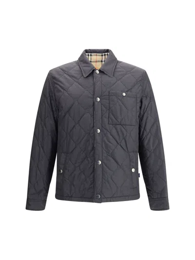 Burberry Men Reversible Quilted Nylon Jacket In Black