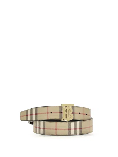 Burberry Men Reversible Tb Check Belt In Multi
