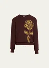 Burberry Knit Stretch Floral Graphic Sweater In Treacle