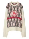 Burberry Argyle Pattern Crew Neck Sweater In Neutral