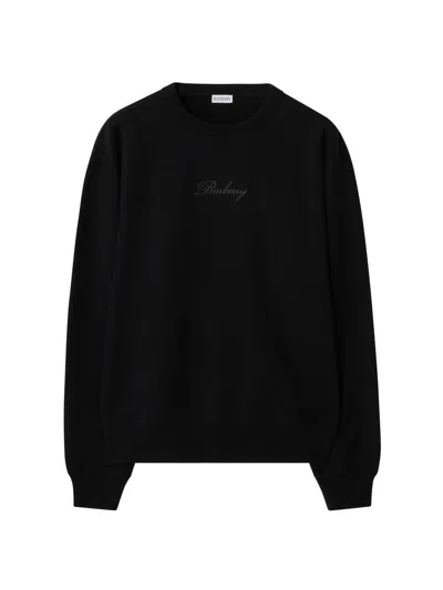Burberry Men's Rowan Logo Cotton Crewneck Sweatshirt In Black