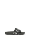 Burberry Men Dark Green Sandals With Check Motif On The Front In Rubber Man In Green