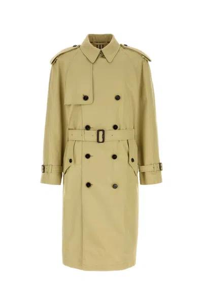 Burberry Men Sage Green Gabardine Trench Coat In Yellow