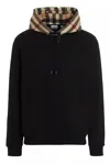 Burberry Relaxed Fit Black Hoodie With Checkered Hood Lining