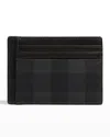 BURBERRY MEN'S SANDON CHECK AND LEATHER CARD CASE