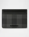 Burberry Compact Checkered Canvas Card Holder In Gray