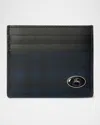 Burberry Men's Sandon Check Ekd Plaque Card Holder In Black