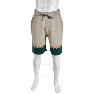 Burberry Men's Sesame Gunley Fair Isle Wool Drawcord Shorts