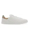 Burberry White Smooth Leather Set Sneakers With Check Insert In White
