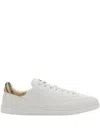 Burberry White Smooth Leather Set Sneakers With Check Insert In White