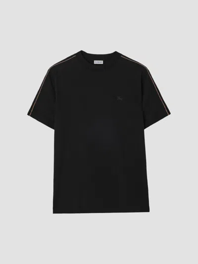 Burberry Cotton Check-piping Slim T-shirt In Black