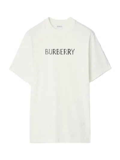 Burberry Cotton T Shirt Featuring Front Logo Print In White