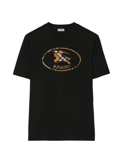 Burberry Seth Cotton T Shirt Short Sleeves Crew Neck In Black