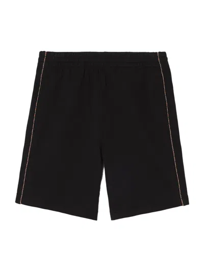 Burberry Check Piping Cotton Shorts In Black