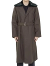 BURBERRY MEN'S SHEARLING BELTED WAIST TRENCH JACKET IN WARM BROWN