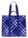 Burberry Plaid Wool Shopper Bag In Blue