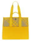 Burberry Plaid-check Cotton Tote Bag In Yellow