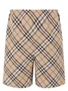 Burberry Drawstring Waistband Check Shorts With Embroidered Detail In Beige
