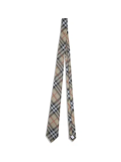 Burberry Men Silk Check Tie In Brown