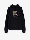 Burberry Men Black Hoodie With Drawstring Hood And Ekd Print And Logo Lettering On The Front In Cott In Black