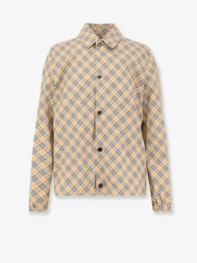 Burberry Men Slindon Jacket With Iconic Check Motif In Green