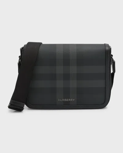 Burberry Small Alfred Messenger Bag In Charcoal Check