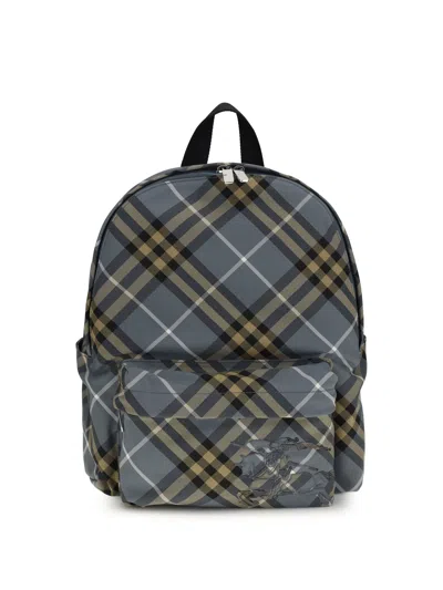 Burberry Men Small Check Backpack In Gray